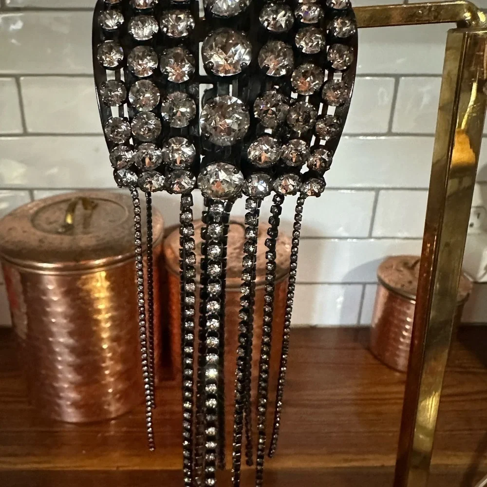 Elegant Black and Silver Crystal Bracelet by designer Erickson Beamon